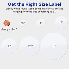 Load image into Gallery viewer, Avery Printable Round Labels with Sure Feed, 2&quot; Diameter, Glossy White, 120 Customizable Labels (22807)
