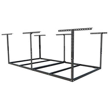 Load image into Gallery viewer, FLEXIMOUNTS 4x8 Overhead Garage Storage Rack without Decking Adjustable Ceiling Garage Rack Heavy Duty, 600lbs Weight Capacity 96&quot; Length x 48&quot; Width x (22&#39;&#39;-40&quot; Ceiling Dropdown), Black
