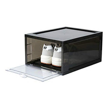 Load image into Gallery viewer, SneakNeat Sneaker Storage Container - 10-Piece Black Shoe Box Set with Drop Front - Store Up to Mens USA Size 13 Size - Stackable Organizer Stores, Protects, Displays Sneakers Collection
