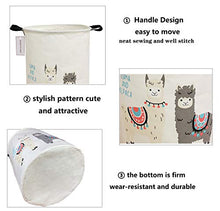 Load image into Gallery viewer, QIMI Large Storage Bins,Waterproof Laundry Hamper with Handles Canvas Organizer Bin for Kids Hamper Nursery Hamper (Llama)
