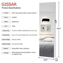 Load image into Gallery viewer, GISSAR Full Length Mirror Jewelry Cabinet, 6 LEDs Jewelry Armoire Wall Mounted Over The Door Hanging, Jewelry Organizer Storage with Lights Lockable White

