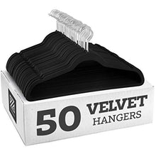 Load image into Gallery viewer, Zober Non-Slip Velvet Hangers - Suit Hangers (50-pack) Ultra Thin Space Saving 360 Degree Swivel Hook Strong and Durable Clothes Hangers Hold Up-To 10 Lbs, for Coats, Jackets, Pants, &amp; Dress Clothes

