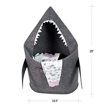 Load image into Gallery viewer, Bins &amp; Things Shark Kids Laundry Hamper | Toy Organizer Basket | Baby Clothes Nursery Basket with Handles - Real Shark Look with Teeth, Fins, Eyes
