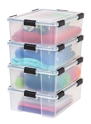 IRIS USA UCB-L WEATHERTIGHT Storage Box, 4 Pack, 41 Qt. (4-Pack), Clear