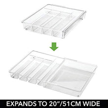 Load image into Gallery viewer, mDesign Adjustable, Expandable Plastic Kitchen Cabinet Drawer Storage Organizer Tray - for Storing Organizing Cutlery, Spoons, Cooking Utensils, Gadgets - 2&quot; High - Clear
