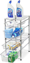 Load image into Gallery viewer, SimpleHouseware Stackable 2 Tier Sliding Basket Organizer Drawer, Chrome
