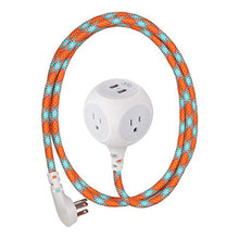 Load image into Gallery viewer, 360 Electrical 360466 Habitat Braided Extension Cord w/ 2.4A Dual USB, 6 ft, Accent-Poppy Fields, 6 ft, 6 Ft
