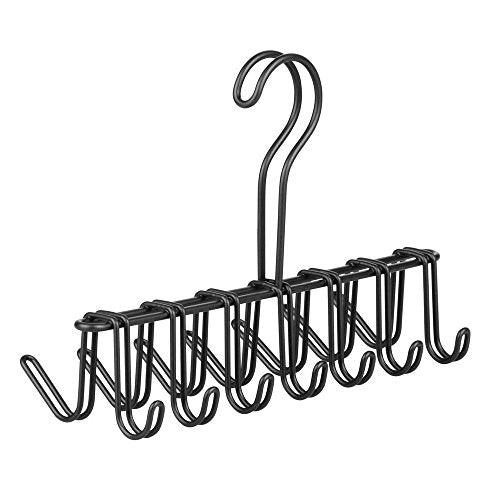 iDesign Classico Metal 14-Hook Horizontal Closet Organizer Rack for Ties, Belts, Hats, Purses, Towels, Jackets, 10.25