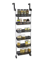 Load image into Gallery viewer, Smart Design Over The Door Pantry Organizer Rack w/ 6 Baskets - Steel &amp; Resin Construction w/ Hooks - Hanging - Cans, Spice, Storage, Closet - Kitchen (18.5 x 63.2 Inch) [Black]
