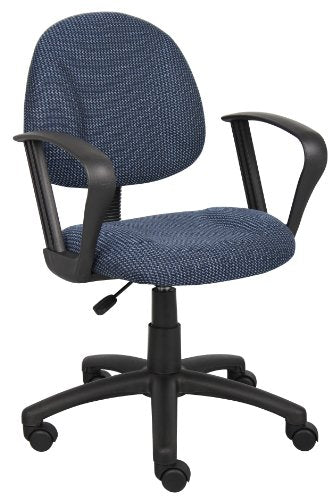 Boss Office Products Perfect Posture Delux Fabric Task Chair with Loop Arms in Blue
