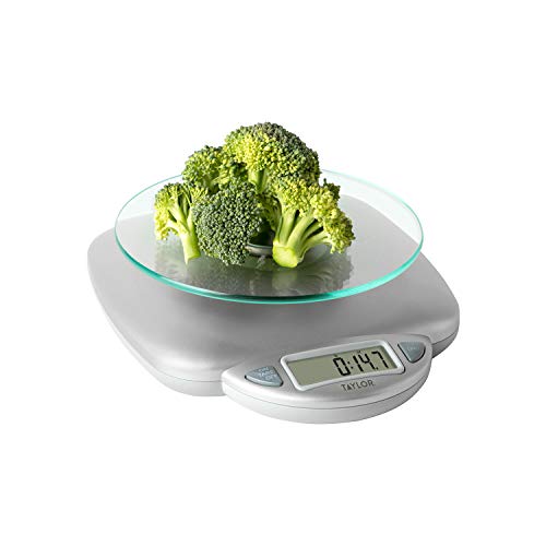 Taylor Precision Products 11lb Digital Glass Top Household Kitchen Scale, Universal, Silver
