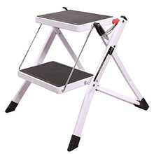 Load image into Gallery viewer, REDCAMP Small Step Ladder 2 Step Stool Folding, Portable Sturdy Metal Small Ladder for Home Kitchen Household Closet, White 250lbs
