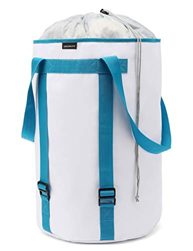 BASICPOWER Large Laundry Basket Foldable Laundry Bag Backpack, Water-Proof Storage Hamper with Adjustable Strap and Drawstring Closure Lid