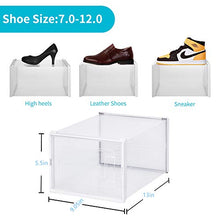 Load image into Gallery viewer, Amzdeal Large Shoe Storage Boxes 6 Pcs | Clear Plastic Stackable Shoe Organizer with Lids, Space Saver Foldable Shoe Box Bin, Front Opening Sneaker Shoe Holder Container Box, Fit up to US Size 12
