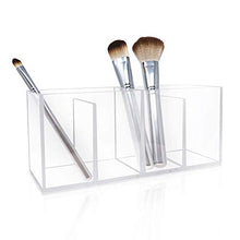 Load image into Gallery viewer, Isaac Jacobs 4-Compartment Clear Acrylic Organizer- Makeup Brush Holder- Storage Solution- Office, Bathroom, Kitchen Supplies and More (Clear)
