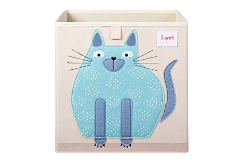 3 Sprouts Cube Storage Box - Organizer Container for Kids & Toddlers, Cat