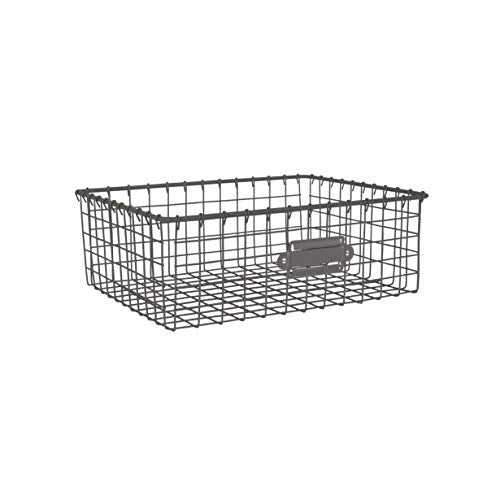 Spectrum Diversified Vintage Wire Basket, Steel Storage Solution Bin for Kitchen Pantry, Closet, Bathroom, Craft Room & Garage Organizer, 9 x 12, Industrial Gray
