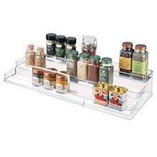 Load image into Gallery viewer, mDesign Large Plastic Adjustable, Expandable Kitchen Cabinet, Pantry, Step Shelf Organizer/Spice Rack with 3 Tiered Levels of Storage for Spice Bottles, Jars, Seasonings, Baking Supplies - Clear
