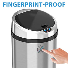 Load image into Gallery viewer, iTouchless 13 Gallon Touchless Sensor Kitchen Trash Can with Odor Control System, Brushed Stainless Steel, Round Garbage Bin for Home or Office - IT13RCB
