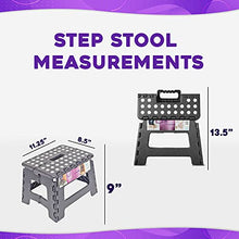 Load image into Gallery viewer, Totally Living 9&quot; Inch Folding Step Stool | Lightweight Anti-Skid &amp; Non-Slip Design | Collapsible Stepping Stool | 300 lb Capacity | Grey

