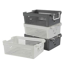 Load image into Gallery viewer, Doryh Stackable Plastic Storage Baskets/Bins Organizer with Handles, Set of 4 (White, Grey)
