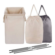 Load image into Gallery viewer, MCleanPin Canvas Laundry Hamper with 2 Removable Laundry bags and Sorting Card, Dirty Clothes Hamper Foldable Nursery hamper with 2 Handles Dorm Room Hamper for College(Beige)
