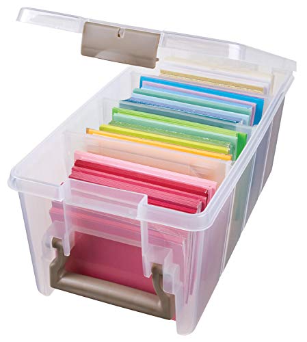 ArtBin 6925AB Semi Satchel with 3 Removable Dividers, Portable Art & Craft Organizer with Handle, [1] Plastic Storage Case, Clear