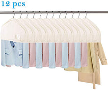 Load image into Gallery viewer, MISSLO Cotton Shoulder Covers for Clothes Hanging Breathable Garment Bag Clothing Dust Protector Closet Storage with 2&quot; Gusset for Suit, Jacket, Shirt, Coat, Dress (Set of 12)
