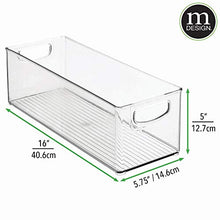 Load image into Gallery viewer, mDesign Plastic Kitchen Pantry, Cabinet, Refrigerator, Freezer Food Storage Organizing Bin Basket with Handles - Organizer for Fruit, Vegetables, Yogurt, Snacks, Pasta - 5.75&quot; Wide, 2 Pack - Clear

