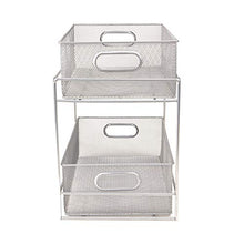 Load image into Gallery viewer, Mind Reader 2 Tier Metal Mesh Storage Baskets Organizer, Home, Office, Kitchen, Bathroom, Silver
