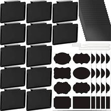 Load image into Gallery viewer, 12 Pack Black Basket Labels Clip On with 40 Chalkboard Labels, Metal Label Holders for Storage Bins, Removable Bin Clip Labels for Baskets Pantry Labels Clips, Includes 12 Label Cards, 2 White Chalk
