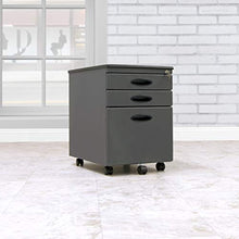 Load image into Gallery viewer, Calico Designs Metal Full Extension, Locking, 3-Drawer Mobile File Cabinet Assembled (Except Casters) for Legal or Letter Files with Supply Organizer Tray in Pewter
