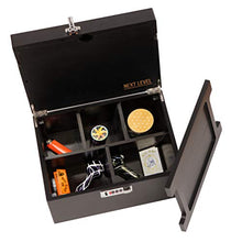 Load image into Gallery viewer, Next Level!! Black Wooden Stash Box with Rolling Tray for Herbs and Accessories, Store Grinders, Papers, Portable Organizer
