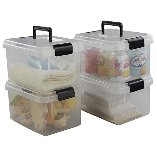 Nicesh 4.5 L Plastic Storage Box, Clear Latch Box, 4-Pack