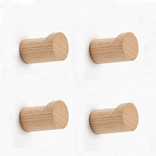 Load image into Gallery viewer, Pack of 4,Natural Wood Coat Hook,Modern Wall Mount Single Decorative Hook Hanger for Hanging Towel Coat Hat Bag Robe (Beech Wood)
