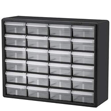 Load image into Gallery viewer, Akro-Mils 24 Drawer 10124, Plastic Parts Storage Hardware and Craft Cabinet, (20-Inch W x 6-Inch D x 16-Inch H), Black (1-Pack)
