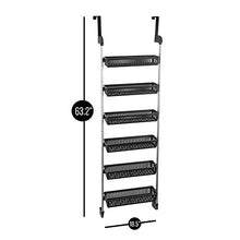 Load image into Gallery viewer, Smart Design Over The Door Pantry Organizer Rack w/ 6 Baskets - Steel &amp; Resin Construction w/ Hooks - Hanging - Cans, Spice, Storage, Closet - Kitchen (18.5 x 63.2 Inch) [Black]
