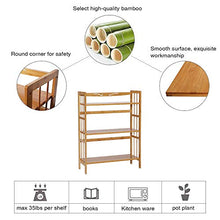 Load image into Gallery viewer, C&amp;AHOME Bamboo Shelf, 3-Tier Bookshelf Bookcase, Free-Standing Storage Shelf, Plant Flower Stand, Max Load 35LBS Per Shelf, Utility Shelf Rack for Living Room Bathroom Kitchen Home Natural
