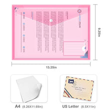 Load image into Gallery viewer, File Folders,Plastic Envelope Folder with Snap Closure,US Letter A4 Size Poly Envelopes with Label Pocket,Folders for Documents,Assorted Color,10 Pack
