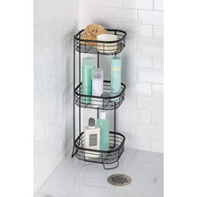 Load image into Gallery viewer, mDesign Square Metal Bathroom Shelf Unit - Free Standing Vertical Storage for Organizing and Storing Hand Towels, Body Lotion, Facial Tissues, Bath Salts - 3 Shelves, Steel Wire - Matte Black

