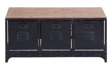 Load image into Gallery viewer, Deco 79 51851 Brown Metal &amp; Wood Storage Bench with 3 File Cabinet Drawers, 39” x 19”
