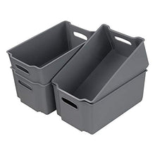 Load image into Gallery viewer, Farmoon Grey Storage Bin with Handle, Stackable Plastic Baskets/Bins Organizer, 4 Packs

