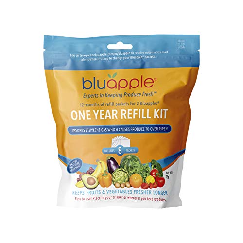 Bluapple One-Year Refill Kit 8 packets for two Bluapples for one year keeps produce fresh longer extends the life of produce! Organic, saves money