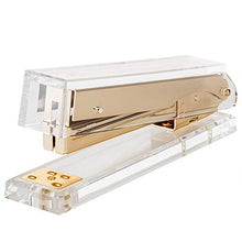 Load image into Gallery viewer, E&amp;O Acrylic Stapler,One Finger,No Effort,Spring Powered Stapler,20 Sheets Capacity,Fits Standard Staples,with 1000 Pieces Staples,(Gold)……
