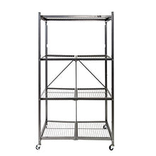 Load image into Gallery viewer, Origami 4-Shelf Foldable Storage Shelves | for Garage Kitchen Bakers Closet, Metal Wire, Collapsible Organizer Rack, Holds up to 1000 pounds, Powder-Coated Steel, Heavy Duty | Pewter
