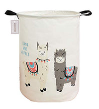 Load image into Gallery viewer, QIMI Large Storage Bins,Waterproof Laundry Hamper with Handles Canvas Organizer Bin for Kids Hamper Nursery Hamper (Llama)
