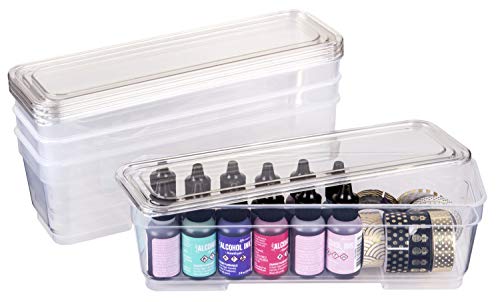 ArtBin 6971AG XL Bins with Lids 4-Pack, [4] Extra Long Art & Craft Organizer Boxes, Clear, 4 Pack Count