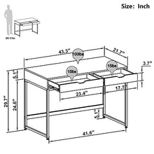 Load image into Gallery viewer, Bestier 43.3 Inch Computer Desk with 2 Drawers, Laptop Study Table Writing Desk for Home Office, Makeup Vanity Console Table, Gray
