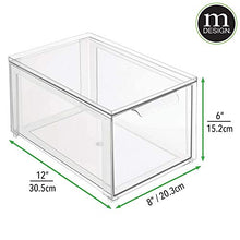 Load image into Gallery viewer, mDesign Plastic Stackable Closet Storage Box with Pull-Out Drawer - Container for Organizing Men&#39;s and Women&#39;s Shoes, Sandals, Wedges, Flats, Heels, and Accessories - 4 Pack - Clear
