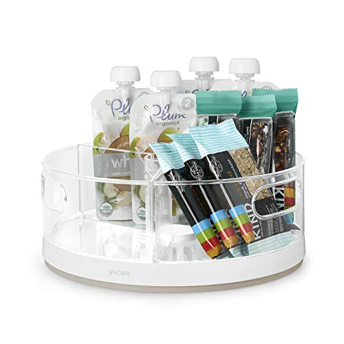 YouCopia Crazy Susan Kitchen Cabinet Turntable and Snack Organizer with Bins